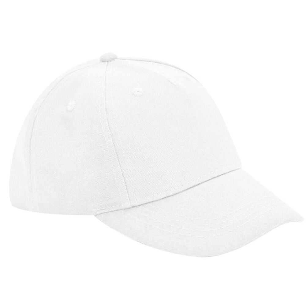 Beechfield 5 Panel Cotton Baseball Cap / White